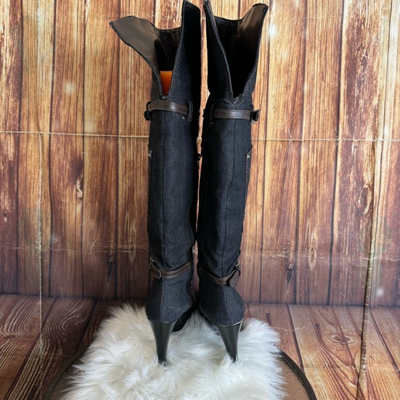 Women’s Sexy Denim Over the Knee Stiletto Heel Boots Size 8 - Picture 6 of 13